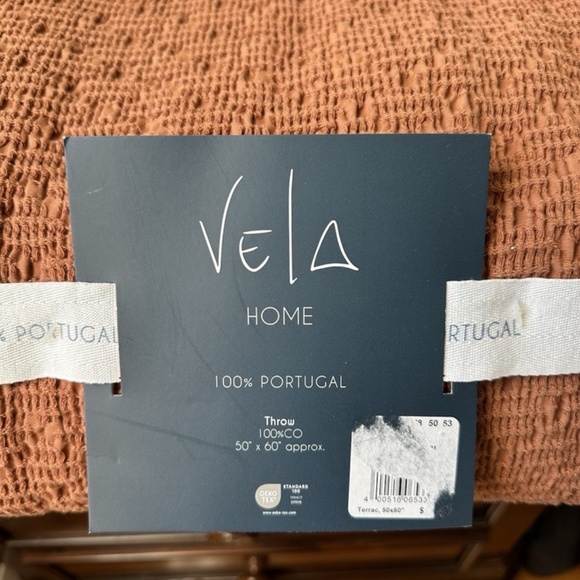 Vela Home Burnt Orange/Brown Throw Blanket Cotton 50" x 60" 100% Portugal NEW - Picture 5 of 5